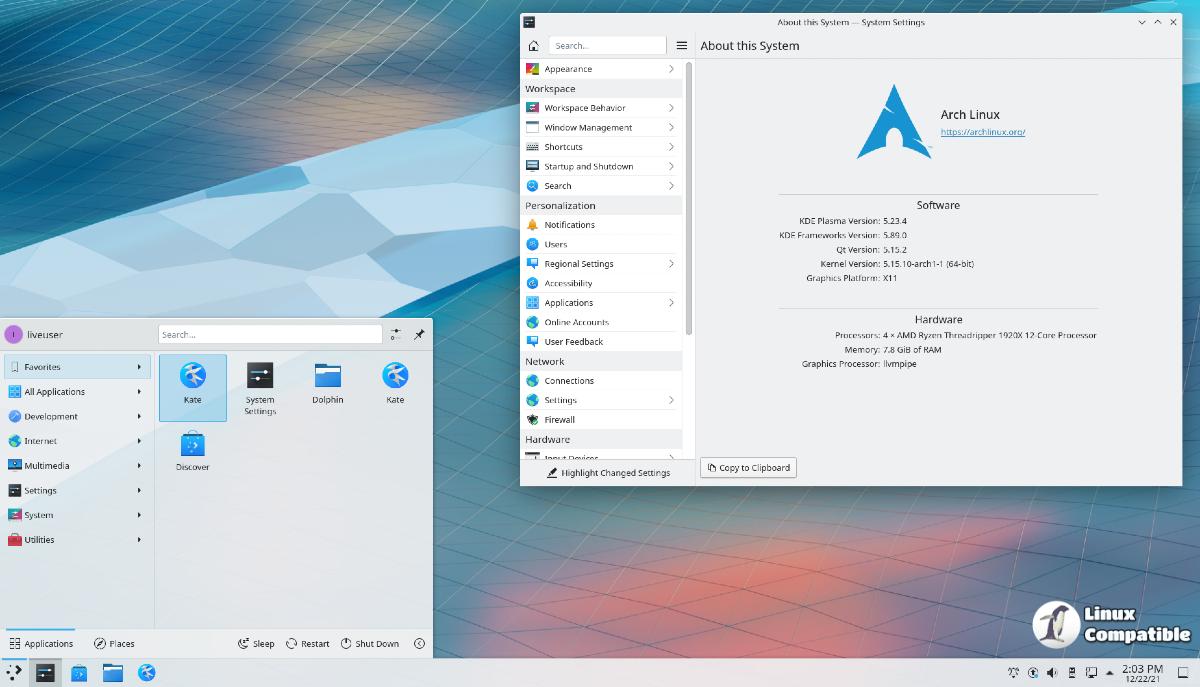 Arch Linux GUI Plasma